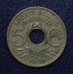 5 CENTIMES 1936 Lindauer petit module
