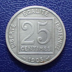 25 CENTIMES 1903 Patey, carré