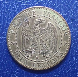 2 CENTIMES NAPOLEON III, 1862 A tete laurée ( Paris )