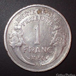 1 FRANC Morlon en aluminium 1950 B