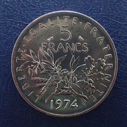 5 FRANCS 1974 Semeuse chouette en cupro-nickel