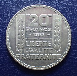20 FRANCS 1933 Turin rameaux longs