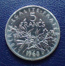 5 FRANCS 1968 Semeuse  en argent
