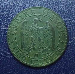 5 CENTIMES 1854 MA NAPOLEON III, tete nue