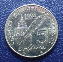 5 FRANCS 1994 Voltaire