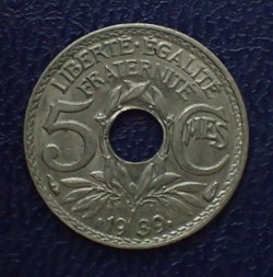 5 CENTIMES 1939 Lindauer point avant et apres la date