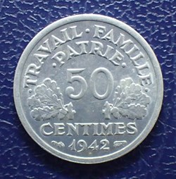 50 Centimes 1942 Bazor poids fort