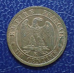 UN CENTIME 1862 K NAPOLEON III , tete laurée