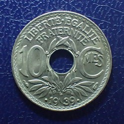 10 CENTIMES 1939 point avant et après la date