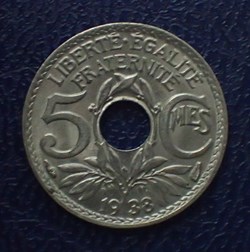 5 CENTIMES 1938 Lindauer petit module
