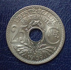 25 CENTIMES 1939 point avant et après la date