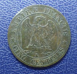 5 CENTIMES 1853 K NAPOLEON III, tete nue