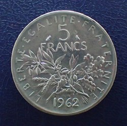 5 FRANCS 1962 Semeuse en argent
