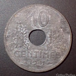 10 CENTIMES 1941 Grand module
