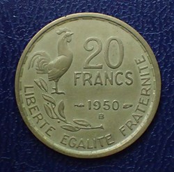 20 FRANCS 1950 B G. Guiraud queue à 4 faucilles