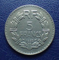 5 FRANCS 1933 Lavrillier en nickel