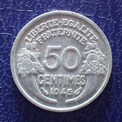 50 Centimes 1945 Morlon en aluminium