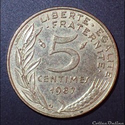 5 CENTIMES Marianne 1987 4 plis