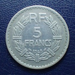 5 FRANCS 1945 Lavrillier en aluminium 9 ouvert
