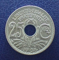 25 CENTIMES 1938 point avant et après la date