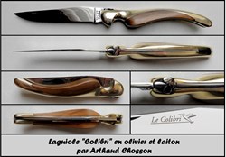 Colibri - 12cm olivier et laiton
