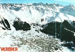 Verbier, vue aérienne de la station enneigée (#V124)