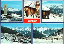 Verbier, montage avec 5 photos hivernales (#V131)