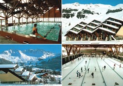 Verbier, carte avec 4 photos du centre sportif (#V080)