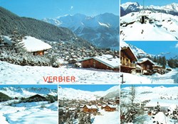Verbier, carte avec 6 photos hivernales (#V088)