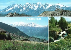 Verbier, carte avec 3 photos de Verbier l'été (#V104)
