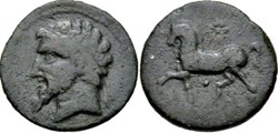 Numidie Unité de bronze - Massinissa (202 - 148 avant J.-C.)ou Micipsa (148-118 avant J-C)