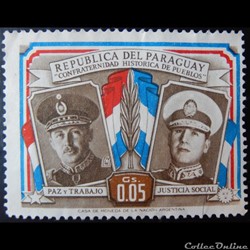 Paraguay 00506 président Stroessner et Juan Peron 0.05 Gs de 1955