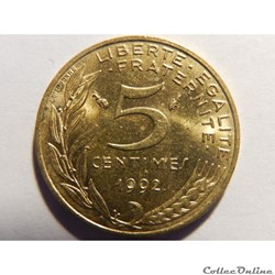 5 centimes Marianne 1992 3 plis