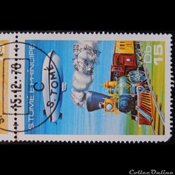 Sao Tomé-et-Principe 00505 dirigeable Zepplin et train à vapeur 15 Db de 1978