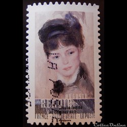 AA01260 Auguste Renoir Jeune femme au chapeau noir lettre verte