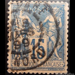 00101 Type Sage 15c bleu sur papier quadrillé