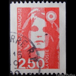 02719 Marianne de Briat 2F50 dentelure horizontale rouge de 1991