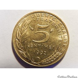 5 centimes Marianne 1992 3 plis