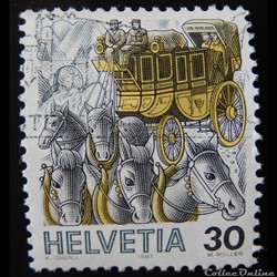Suisse 01265 Diligence de la poste 30cts de 1987