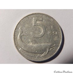 Italie, 5 lires 1954
