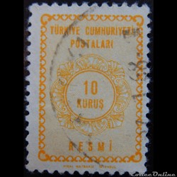 Turquie S0089 officiel jaune 10 kurus de 1964