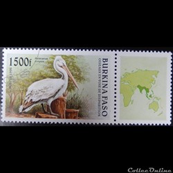 Burkina Faso 00978 Pélican frisé 1500f de 1996