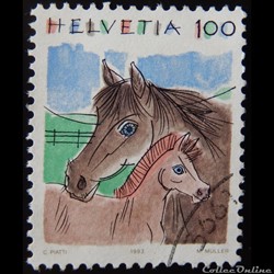 Suisse 01419 Chevaux 100cts de 1993