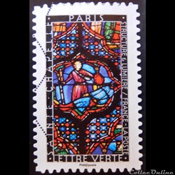 AA01349 Vitrail de la Sainte-Chapelle de Paris lettre verte