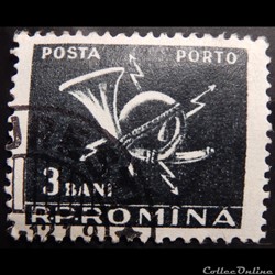 Roumanie T0121B Cor postal avec la foudre 3 Bani de 1957