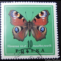 Pologne 01651 papillon Paon du Jour 10Gr de 1967