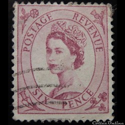 Royaume-Uni 00294 reine Elisabeth II 6d de 1955