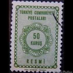 Turquie S0091 officiel vert 50 kurus de 1964