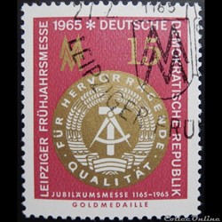 Allemagne RDA 00795 médaille d'or du salon de Leipzig 15pf de 1965