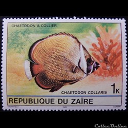 Zaire 00995 Chaetodon à collier 1K de 1980